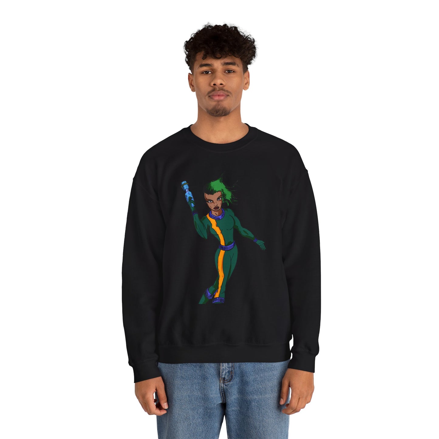 Heroic Vibes Crewneck Sweatshirt with Bold Design