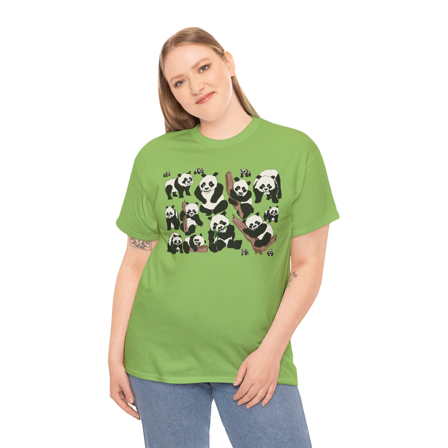 Cute Panda Design Unisex Heavy Cotton Tee | Animal Lover Gift, Casual Wear, Eco-Friendly Apparel, Nature Enthusiast Clothing