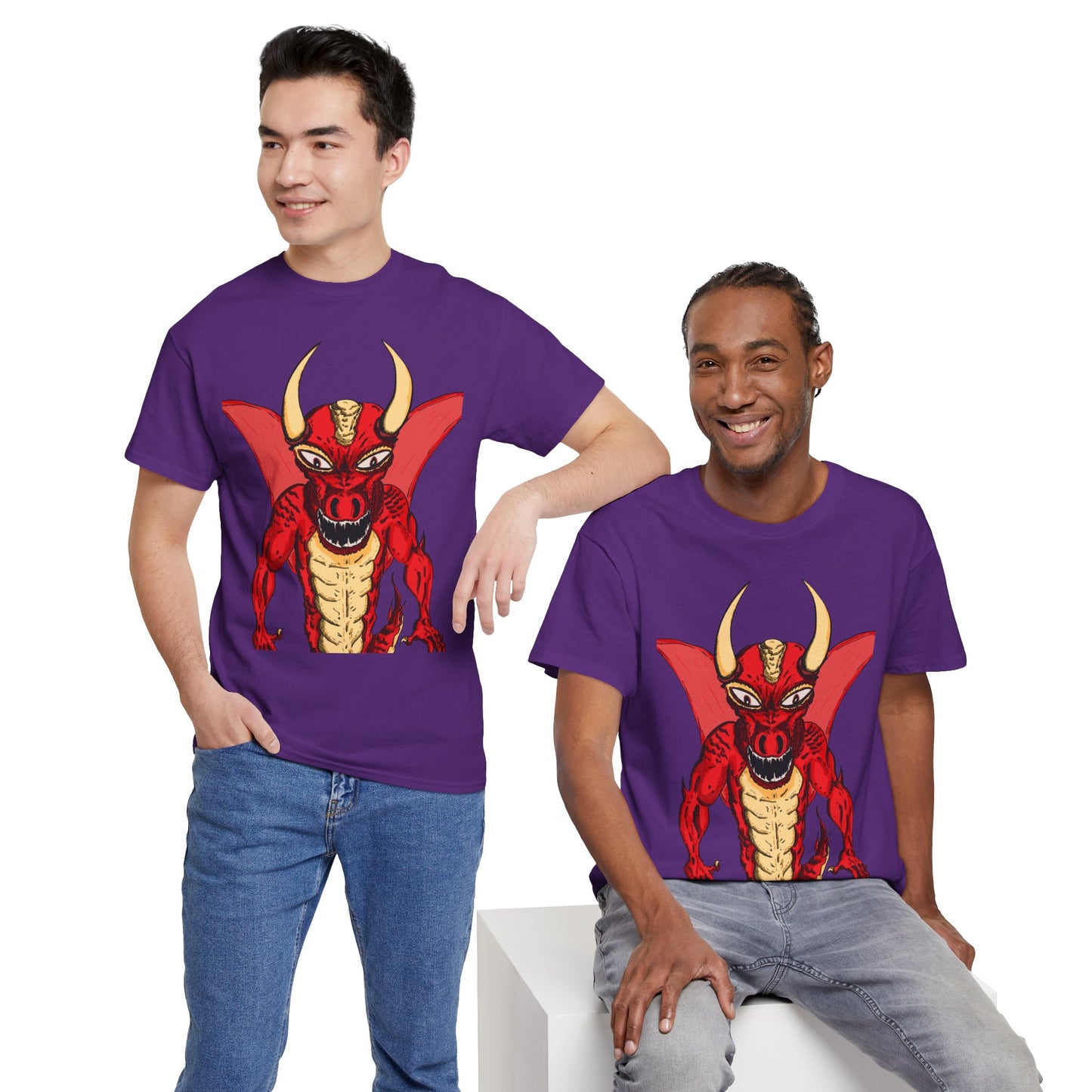 Bold Red Dragon Unisex Heavy Cotton Tee | Graphic Shirt for Anime Fans, Party Wear, Casual Outfit, Gift for Him/Her