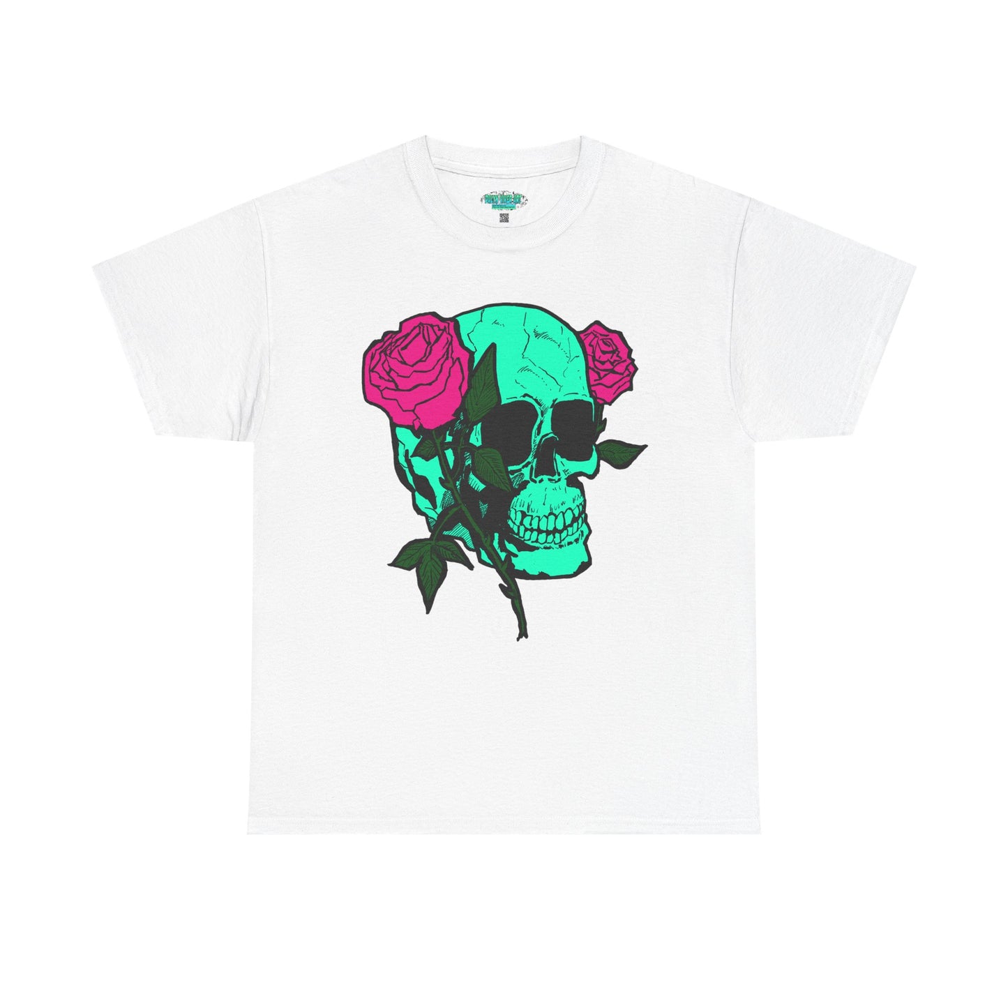 Edgy Skull & Roses Unisex Heavy Cotton Tee - Graphic T-Shirt for Alternative Fashion Lovers