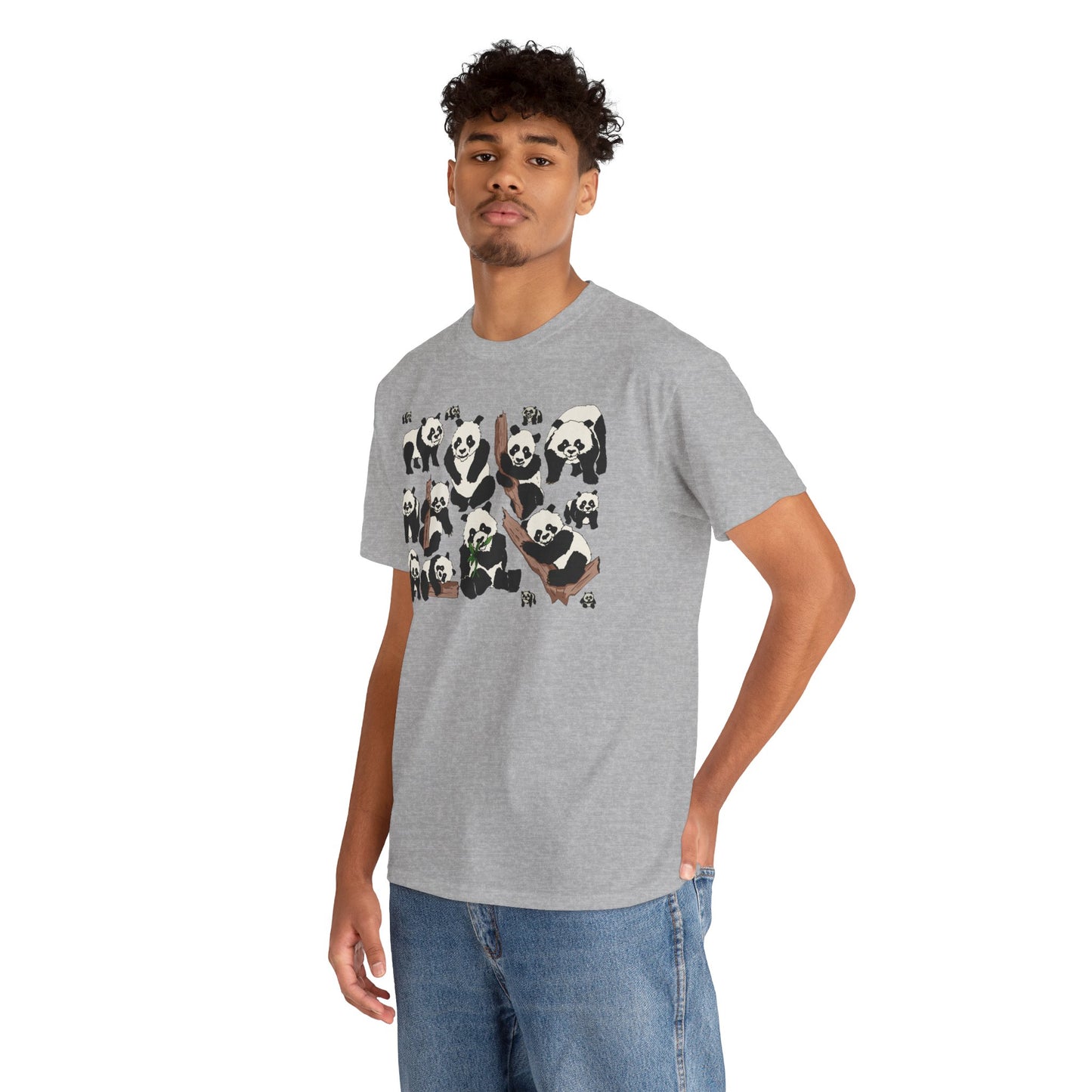 Cute Panda Design Unisex Heavy Cotton Tee | Animal Lover Gift, Casual Wear, Eco-Friendly Apparel, Nature Enthusiast Clothing