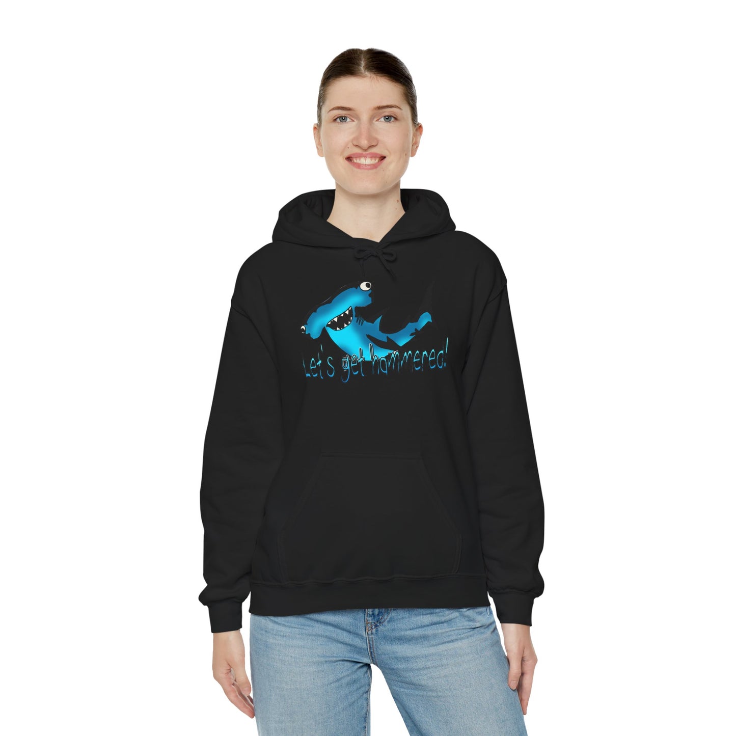 Let's Get Hammered Shark-Themed Unisex Hoodie: Let's Get Fin-tastic, Casual Wear, Gift for Ocean Lovers, Beach Party, Summer Fun
