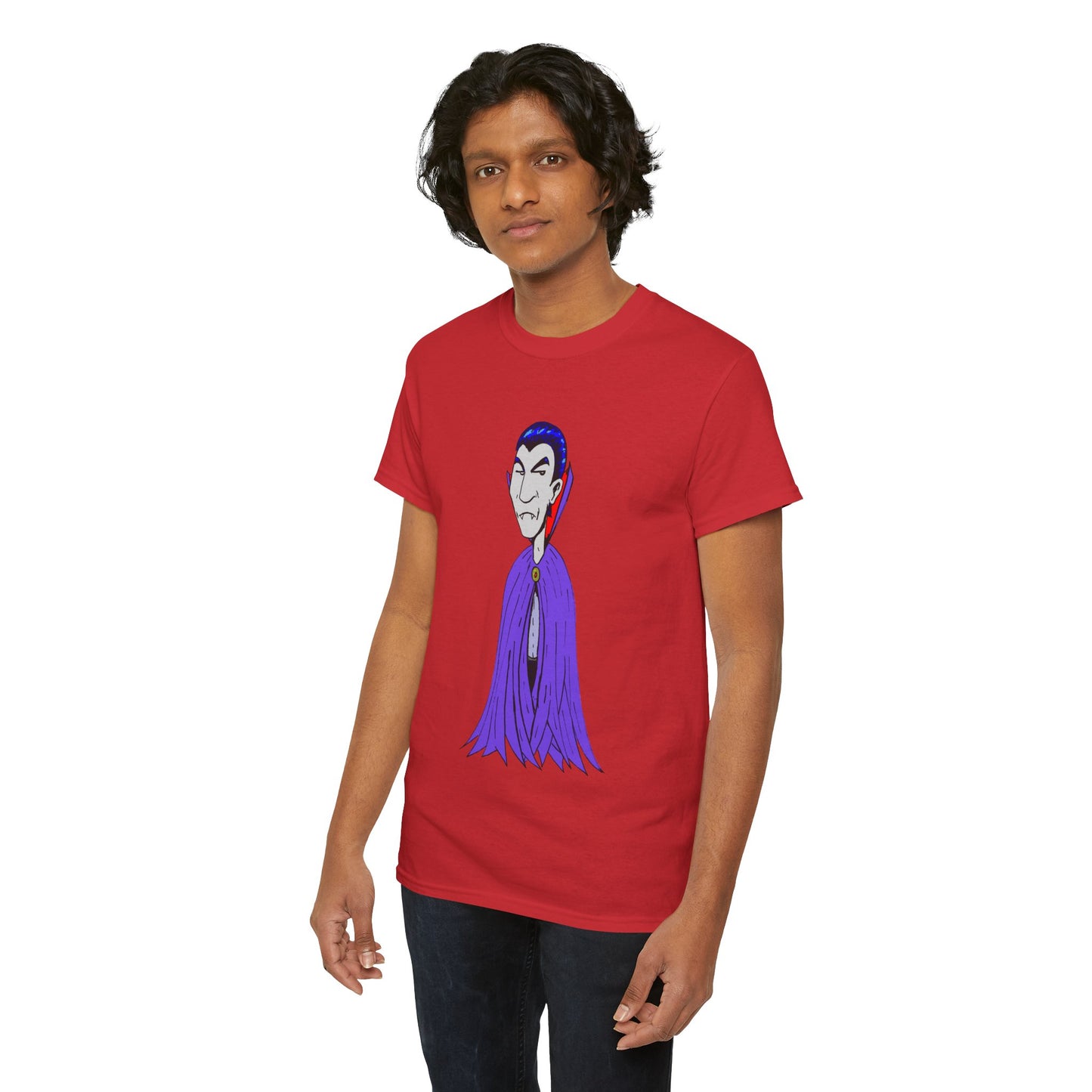 Vampire Cartoon Tee - Cute Purple Cloak Dracula Graphic T-Shirt