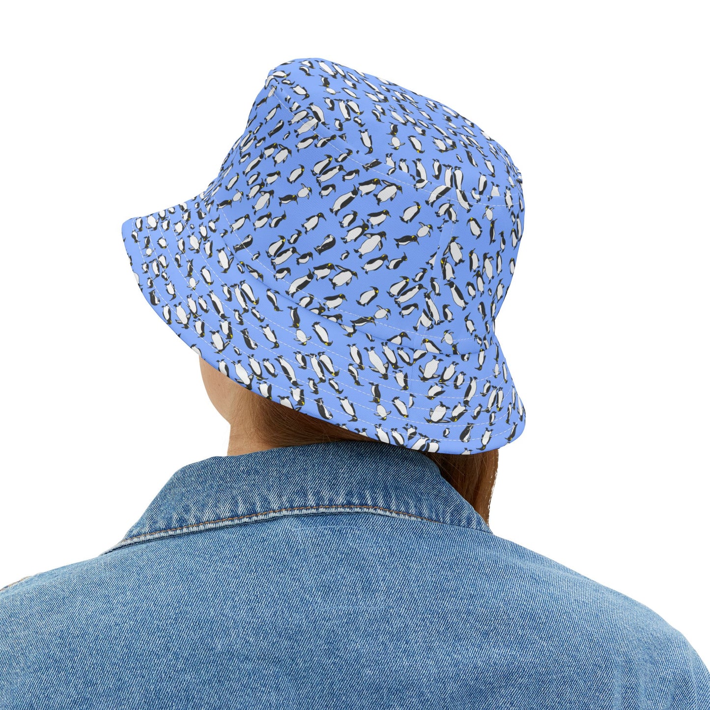 Penguin Print Bucket Hat, AOP Hat for Summer, Trendy Beach Hat, Fun Gift for Animal Lovers, Unique Gift for Adventurers
