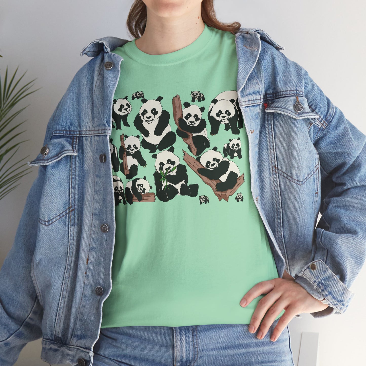 Cute Panda Design Unisex Heavy Cotton Tee | Animal Lover Gift, Casual Wear, Eco-Friendly Apparel, Nature Enthusiast Clothing