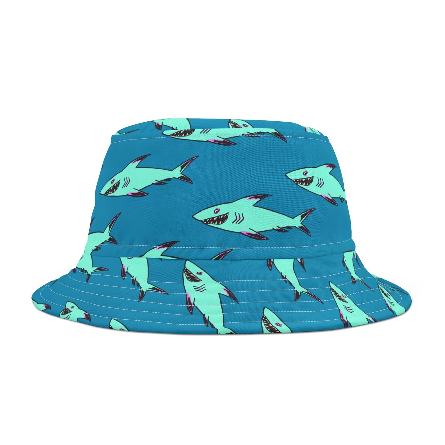 Shark-Print Bucket Hat, Fun Summer Hat, Beach Accessory, Vacation Gear, Gift for Ocean Lovers, Trendy Headwear