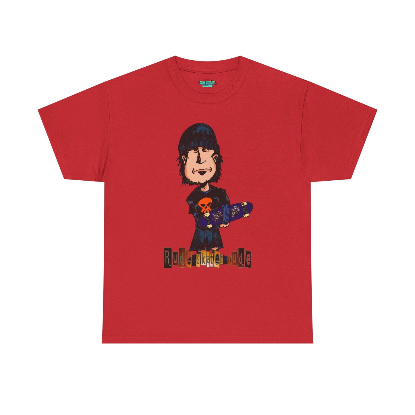 Rude Skater Dude Cartoon Skate Punk T-Shirt — Skateboarding Tee with Skull Design