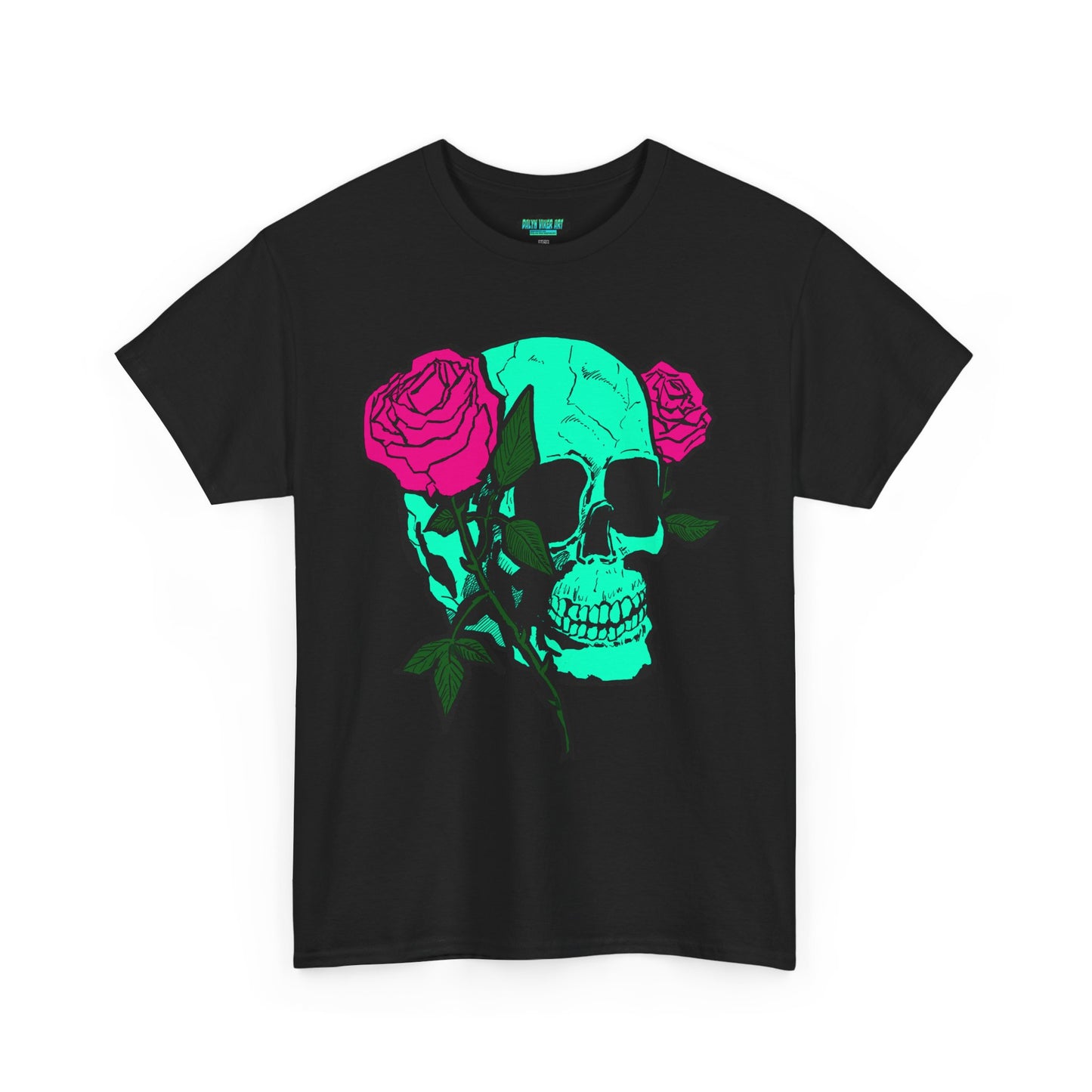 Edgy Skull & Roses Unisex Heavy Cotton Tee - Graphic T-Shirt for Alternative Fashion Lovers
