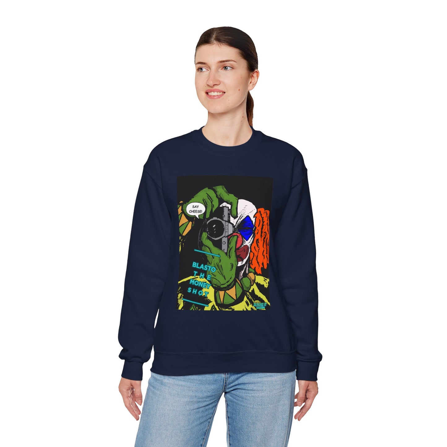 Blasto the Clown Retro Homage Graphic Crewneck Sweatshirt - 'Blast from the Past'