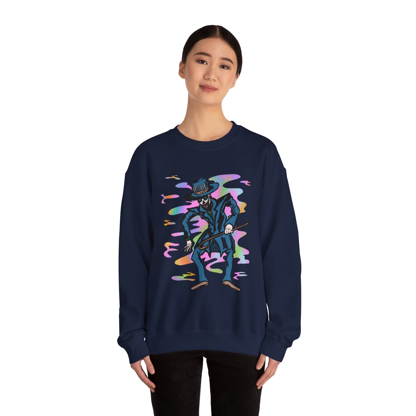 Vibrant Voodoo Graphic Crewneck Sweatshirt - Unisex Halloween Vibe
