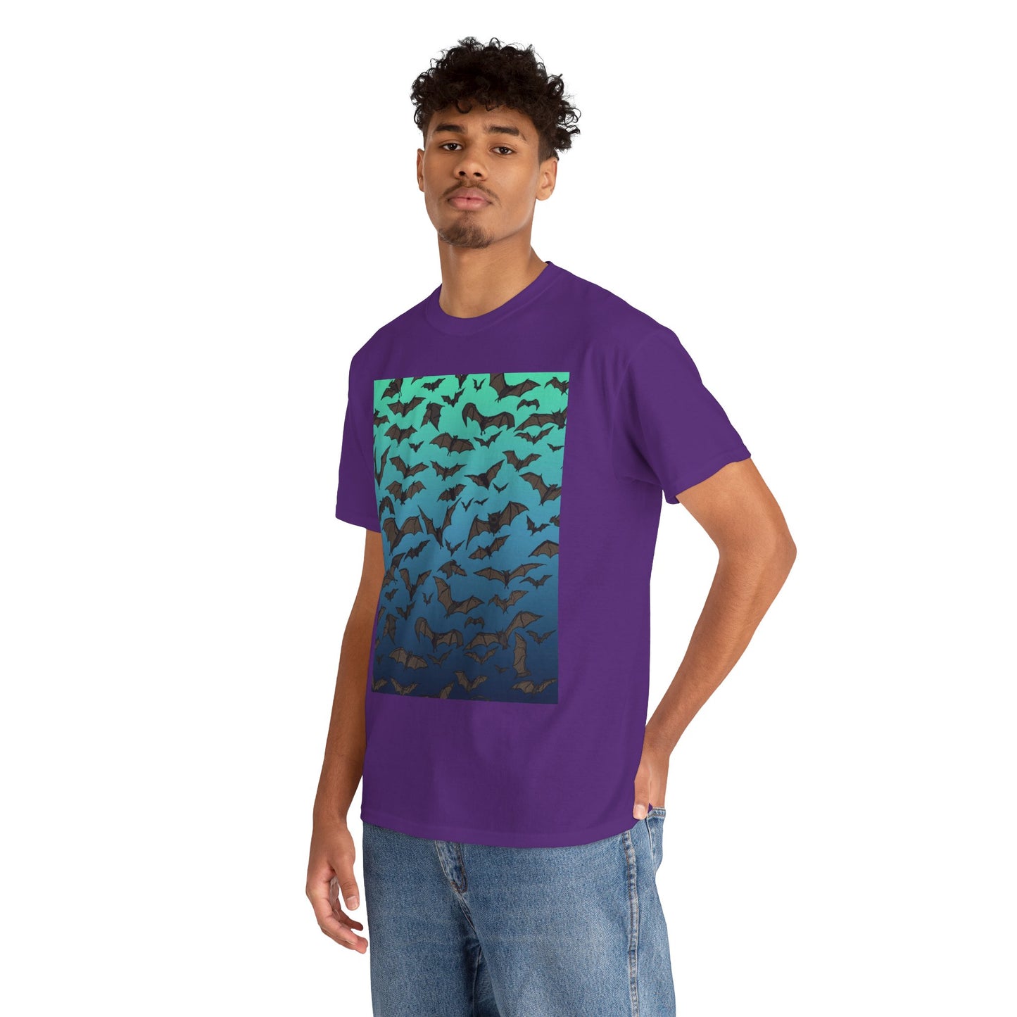Bat Swarm Graphic Tee — Gradient Night Flight T-Shirt