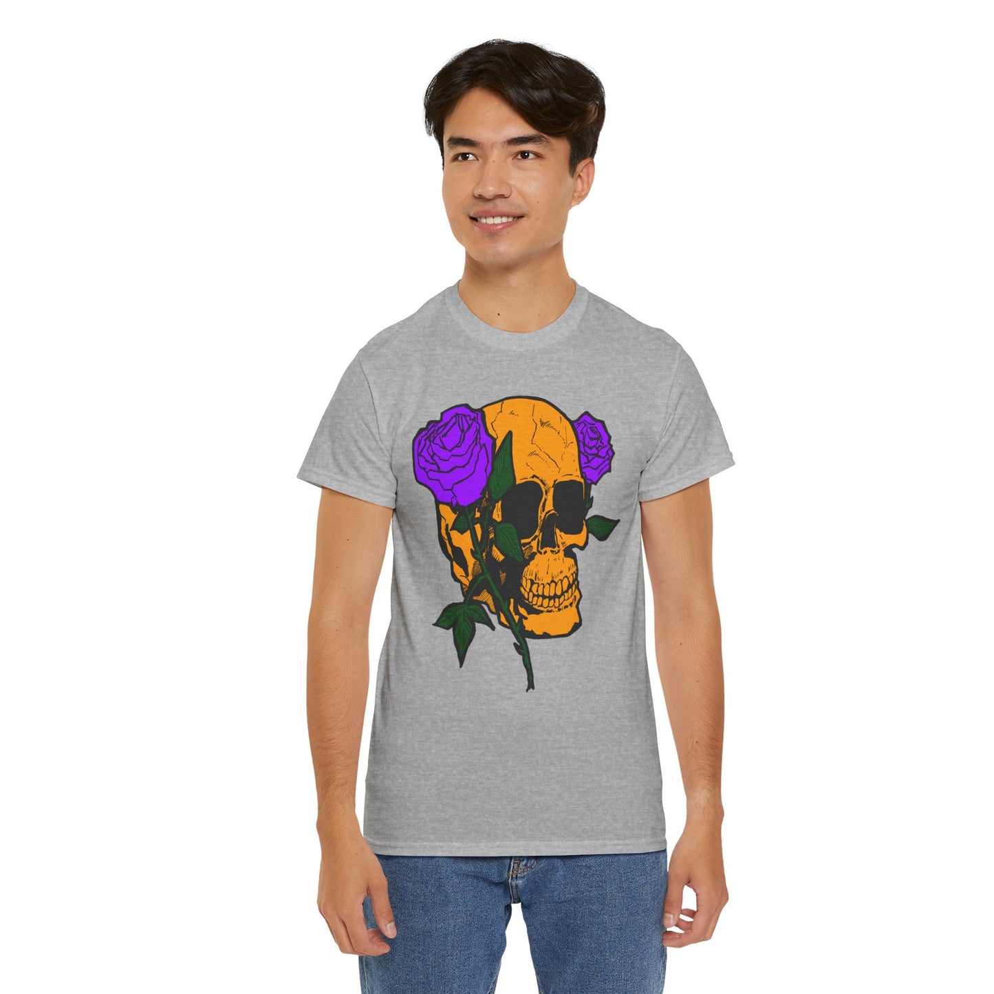 Skull and Roses Unisex Tee, Gothic Aesthetic Shirt, Vintage Graphic T-Shirt, Streetwear Essentials, Edgy Casual Wear