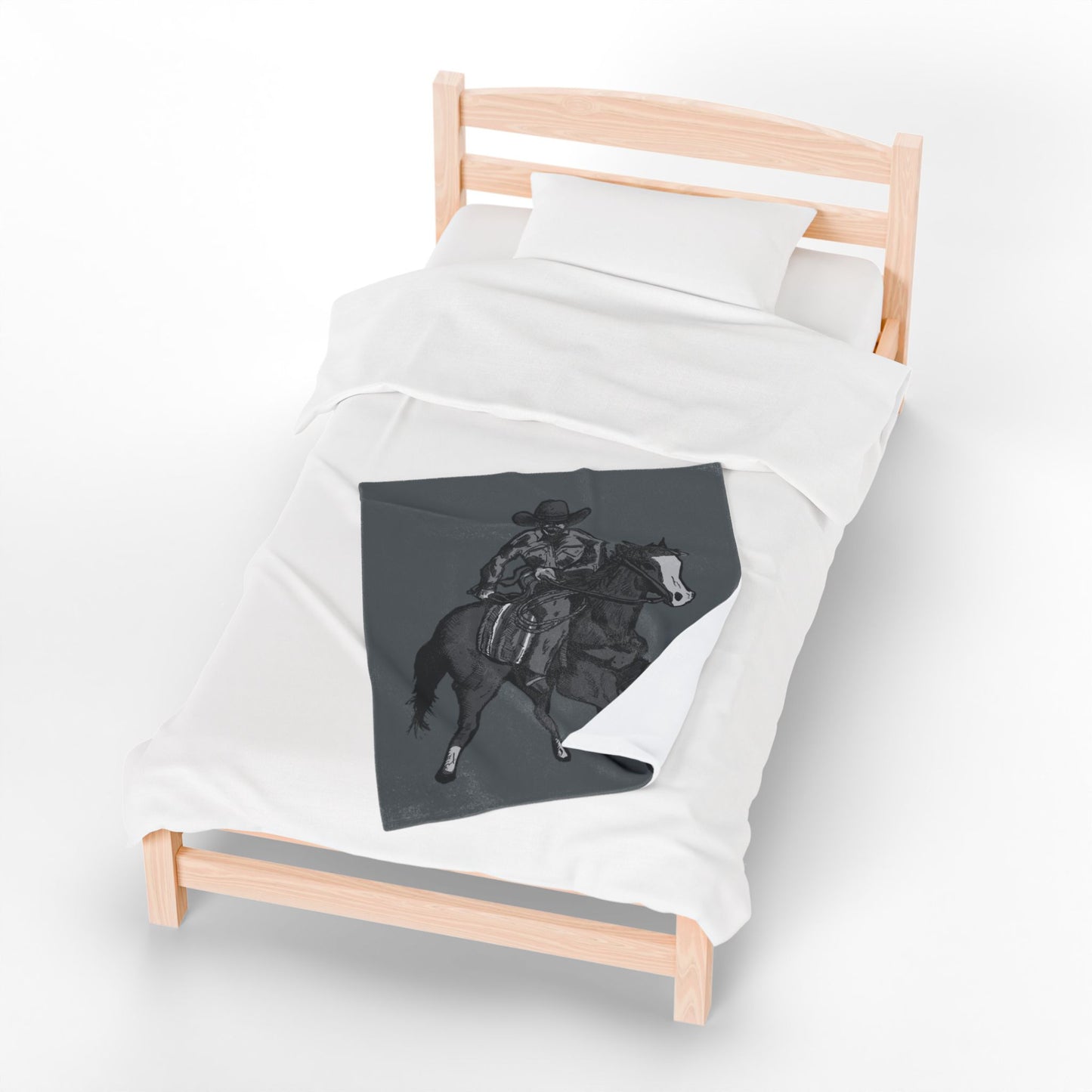 Cowboy Horse Velveteen Plush Blanket – Western Rodeo Throw for Horse Lovers