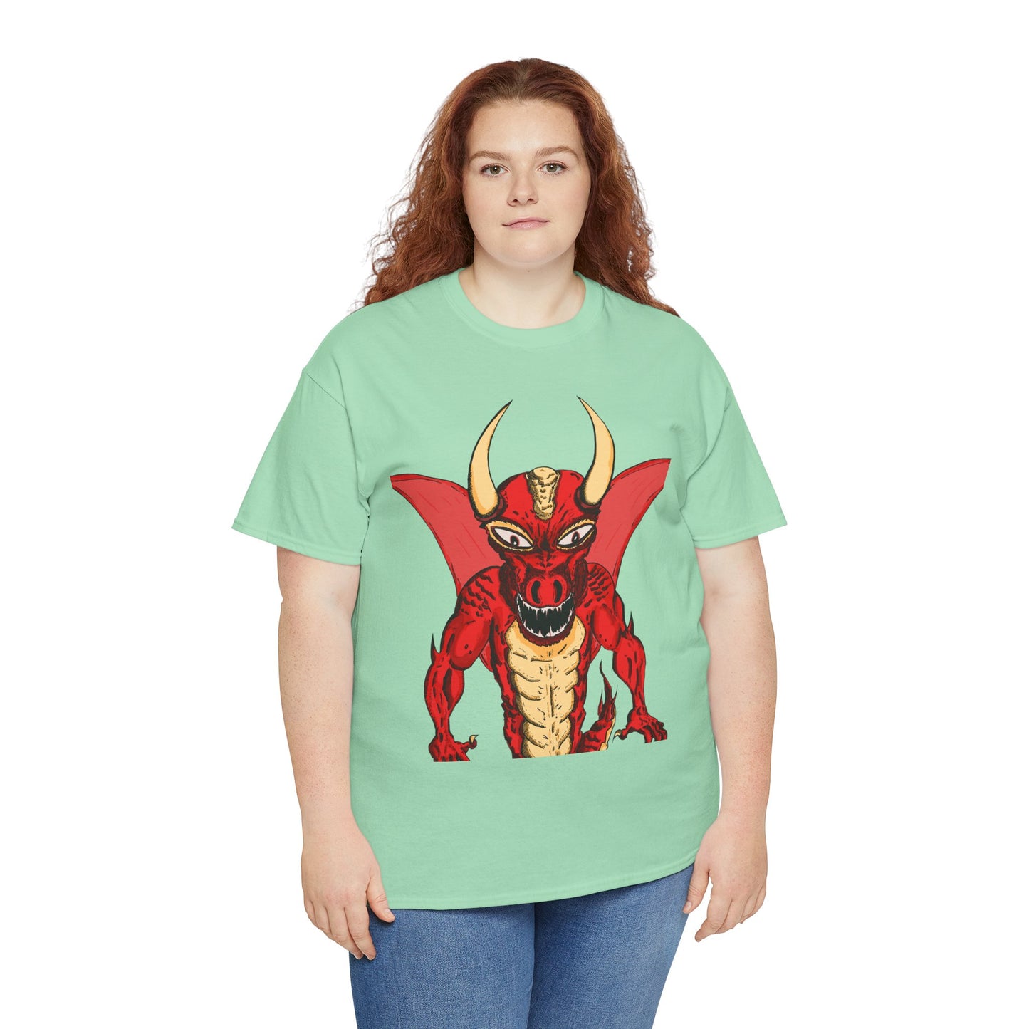 Bold Red Dragon Unisex Heavy Cotton Tee | Graphic Shirt for Anime Fans, Party Wear, Casual Outfit, Gift for Him/Her
