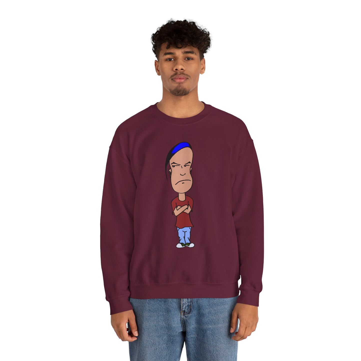 Smug Cartoon Graphic Crewneck Sweatshirt for Casual Style