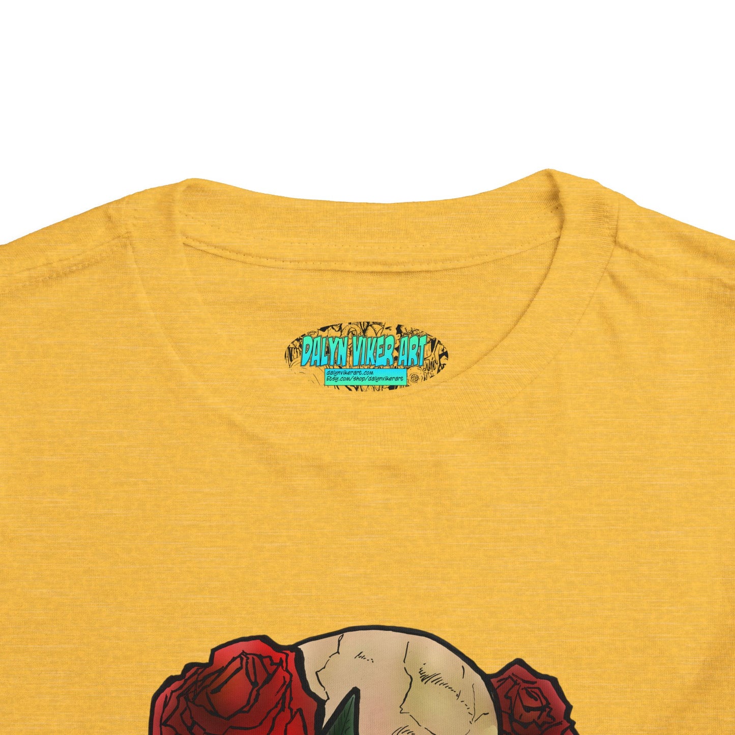 Toddler Tee — Skull with Red Roses Graphic