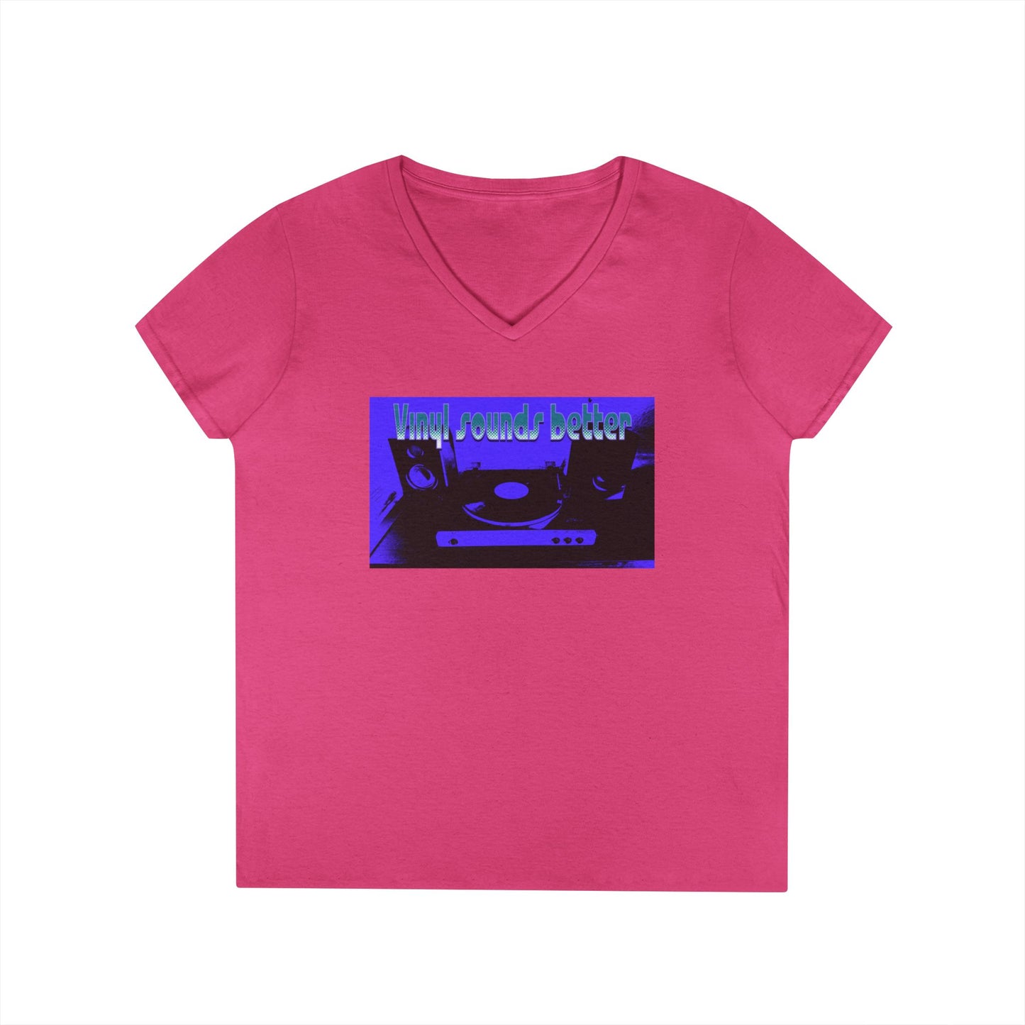 Vinyl Vibes Ladies' V-Neck T-Shirt - Music Lovers Tee