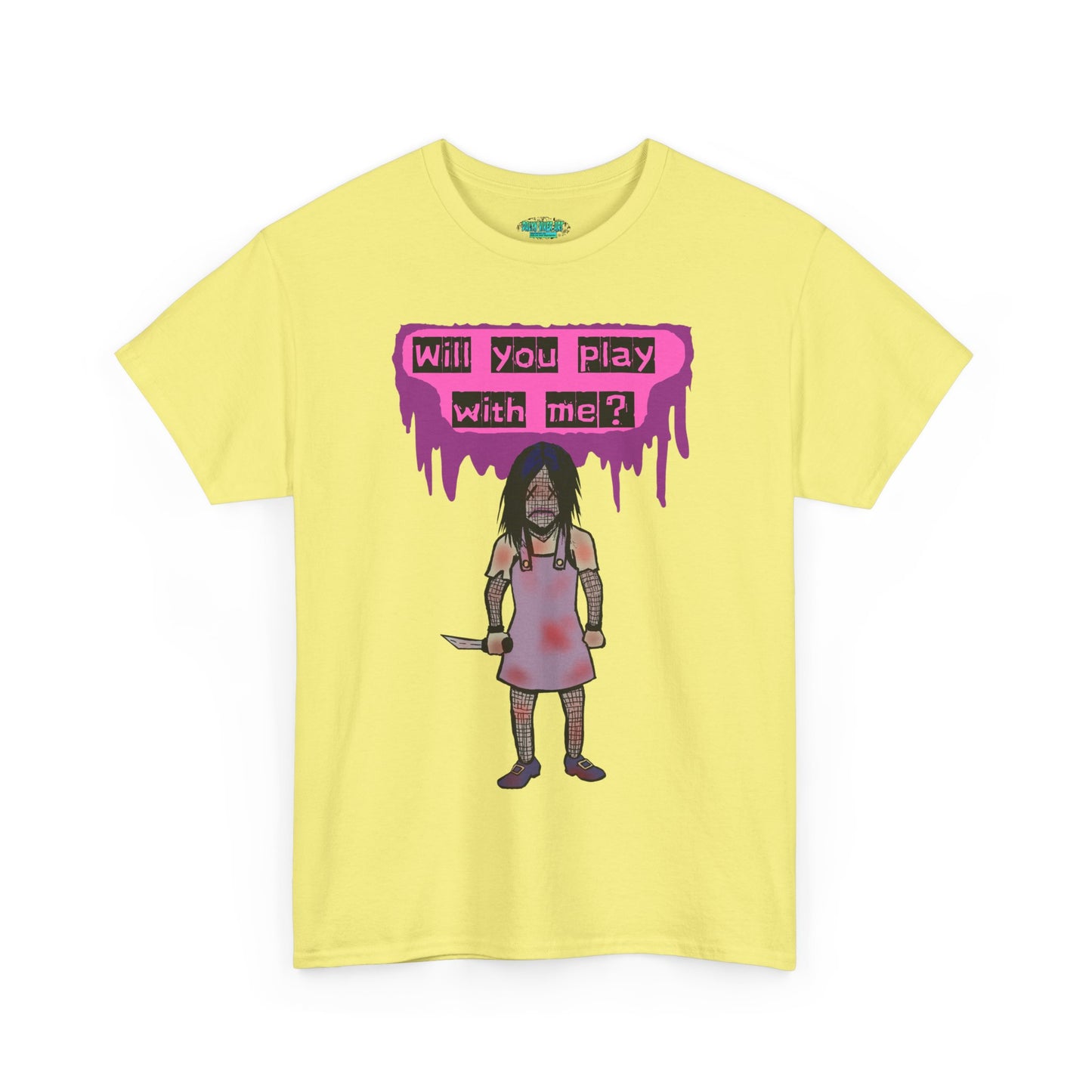 Chilling Evil Doll Horror Tee, Horror T-Shirt, Grey Tee, Unique Graphic Tee, Unisex Tee, Playful Scary Top, Halloween Shirt