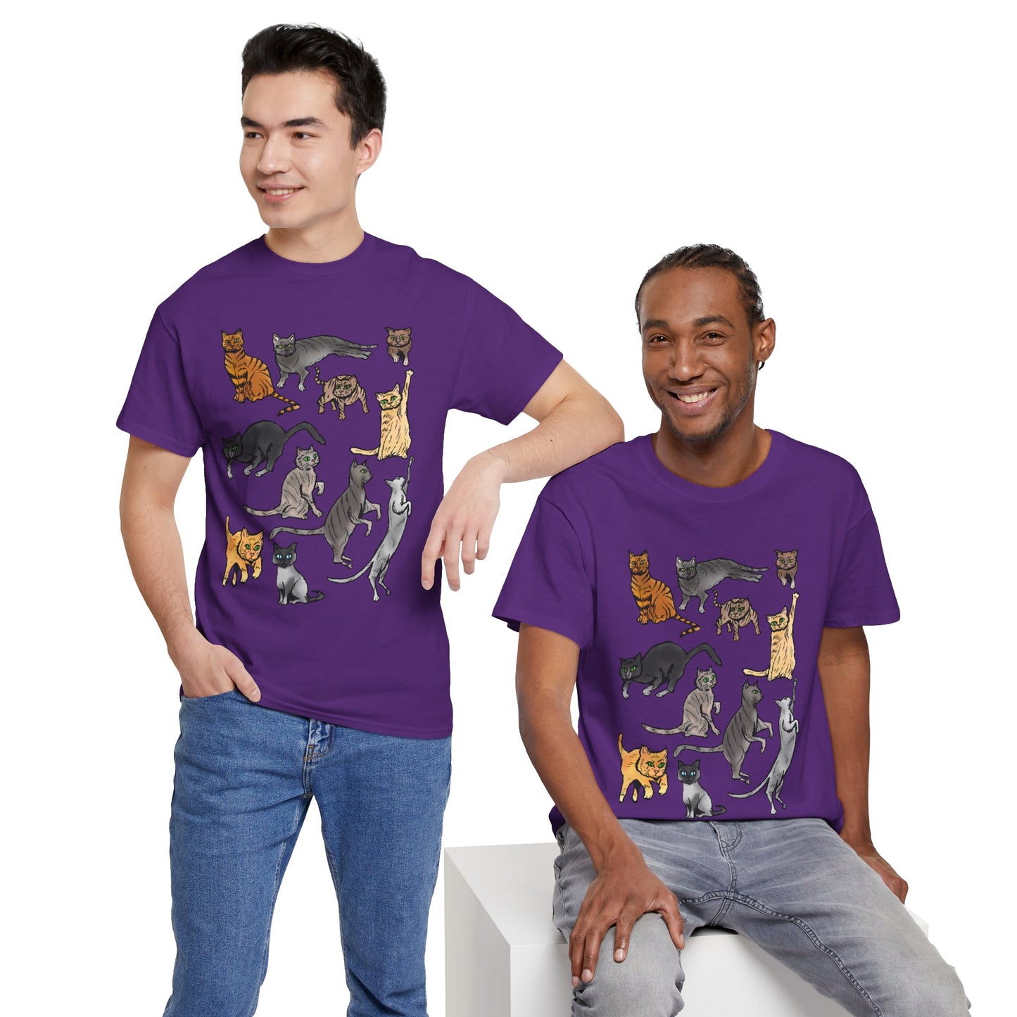 Cats Collage T-Shirt — Cute Cat Illustration Tee for Cat Lovers