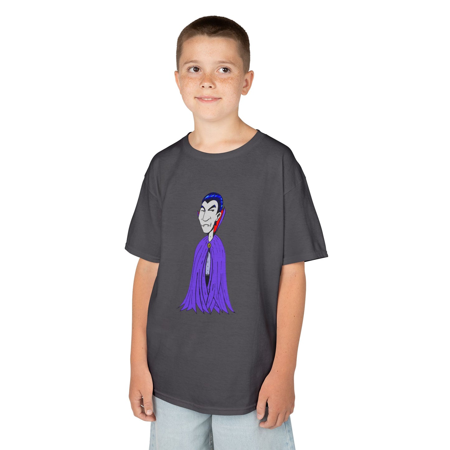Kids Vampire T-Shirt — Cute Purple Dracula Tee for Halloween