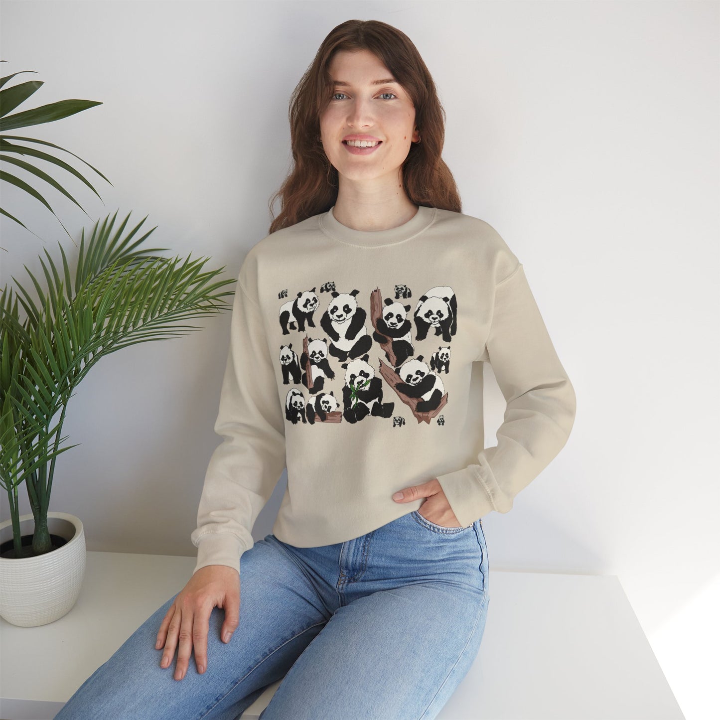 Cozy Panda Crewneck Sweatshirt - Soft Unisex Heavy Blend